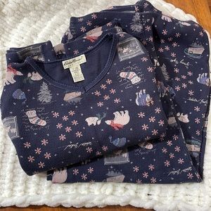 Eddie Bauer navy blue polar bear pajama set. Petite Large.